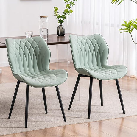 Dining Chairs Set of 2 Upholstered Faux Leather Kitchen Dining Room Chairs