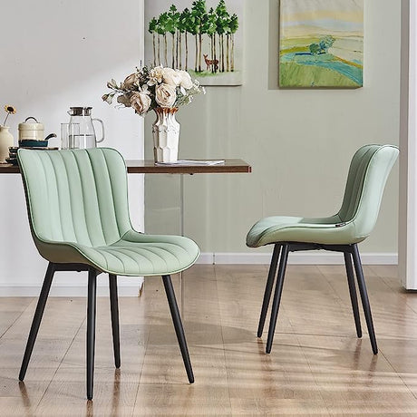 Black Dining Chairs Set of 2 Upholstered Mid Century Modern Kitchen Chair