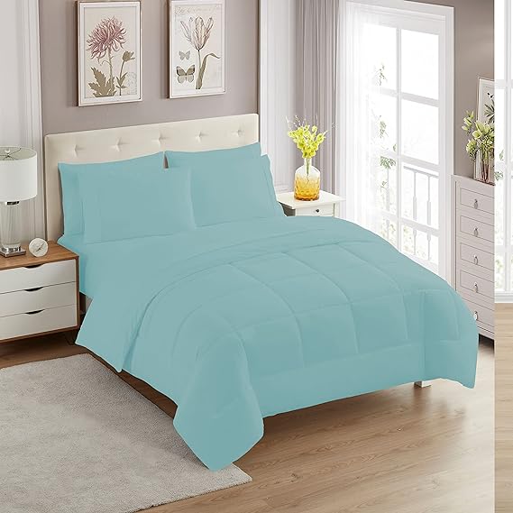 5 Piece Comforter Set Bag Solid Color All Season Soft Down Luxurious
