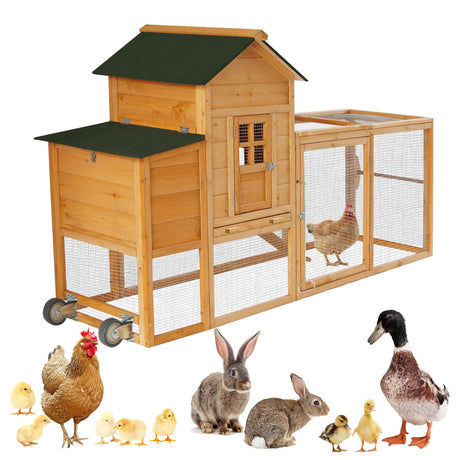 Mobile coop with galvanized wire fencing and removable bottom tray