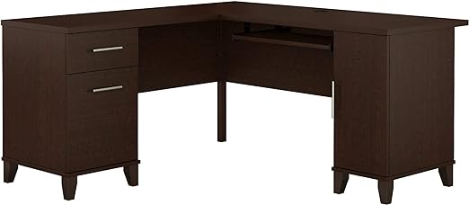 Somerset L Shaped Desk with Storage in Storm Gray Corner