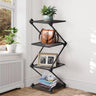 Modern 4 tier black metal corner shelf for home decor
