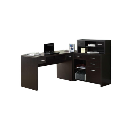 Modern L-Shaped Desk with Built-in Hutch and Storage