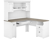 Modern Office Workstation - L-Shaped Desk with Hutch & Cabinet