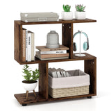 Modern S-shaped 2-tier bookshelf for small spaces and home offices