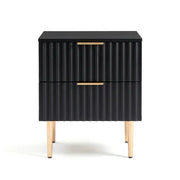 White Night Stand Set 2, Wide Fluted Nightstand