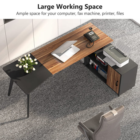Modern home office workstation with ample workspace