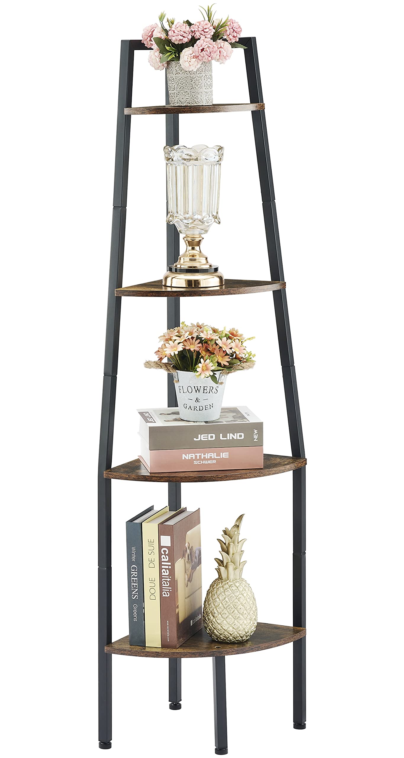 Multi-Purpose Industrial Corner Shelf for Books, Plants & Décor