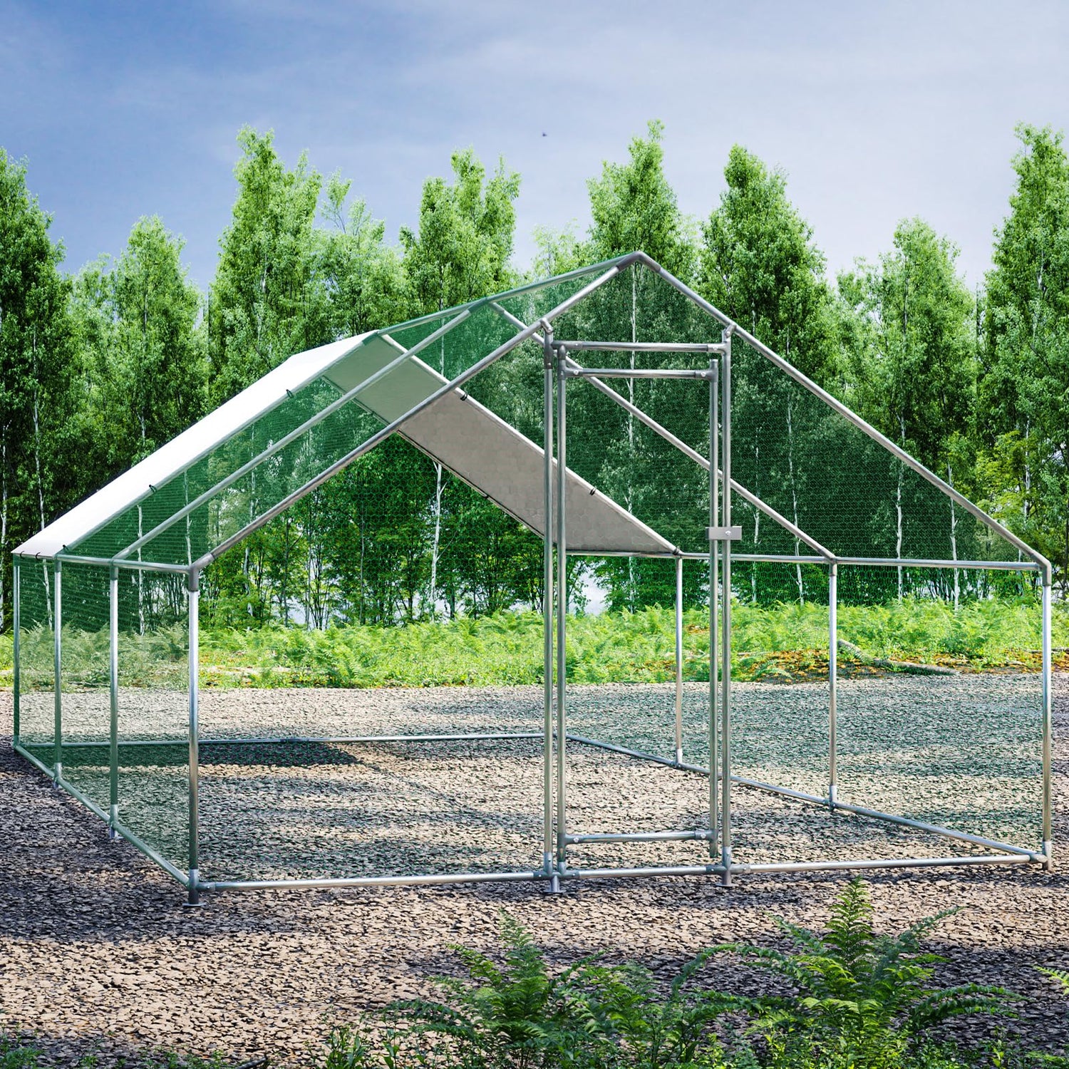 Multi-size outdoor metal coop for chickens, ducks, rabbits and pets