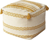 Boho Neutral Decorative Square Unstuffed Pouf - Braided Handwoven Casual Ottoman