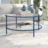 Sivil 36'' Wide Round Coffee Table with Glass Top in Brass