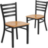 2 Pack HERCULES Series Black Ladder Back Metal Restaurant Chair