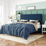 Queen Bed Frame, Velvet Upholstered Platform Bed