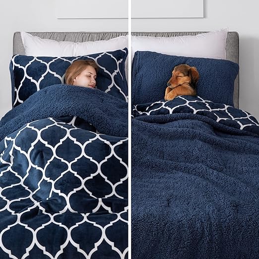 Sherpa Fleece Bedding Comforter Set Queen Size