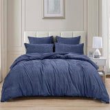 Pleated Velvet Comforter Set Queen, 5PCS Ultra Soft Warm Comforter Set for Fall