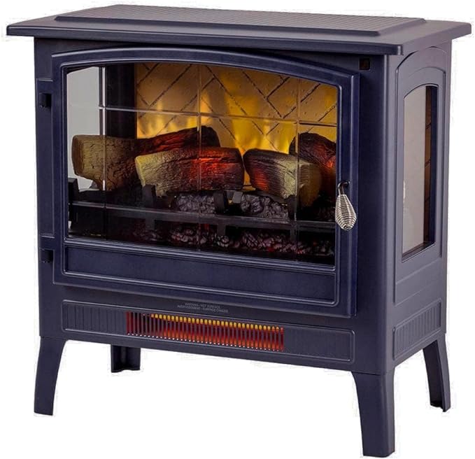 Infrared Freestanding Electric Fireplace Stove Heater in Deep Red