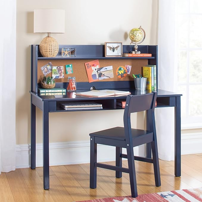 Living and Learning Kids' Desk with Hutch and Chair Set - Gray (Ages 5-12 Years)