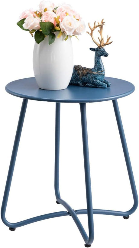 Small Round Patio Metal Side Snack Table