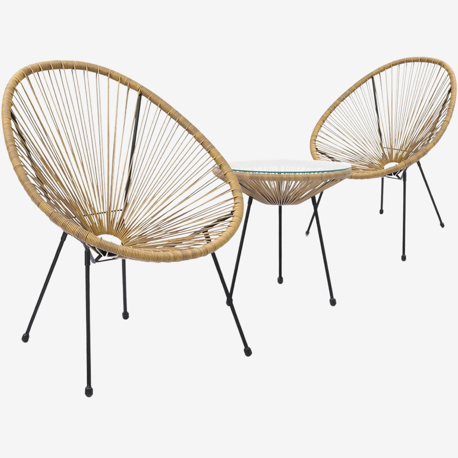 3 Piece Balcony Furniture with Cushions All Weather Patio Bistro Sets