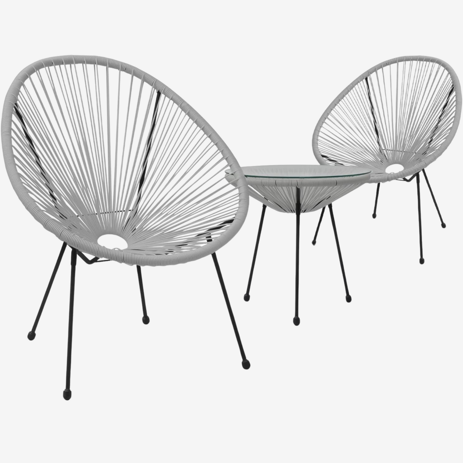 3 Piece Balcony Furniture with Cushions All Weather Patio Bistro Sets