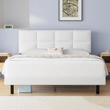 Upholstered Headboard, Strong Frame, and Wooden Slats