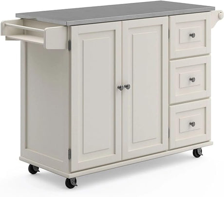 Kitchen Cart with Stainless Steel Metal Top, Rolling Mobile Kitchen Island