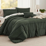 Navy Blue Queen Comforter Set - 4 Pieces Pinch Pleat Bed Set