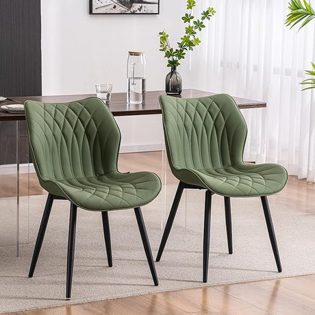 Dining Chairs Set of 2 Upholstered Faux Leather Kitchen Dining Room Chairs