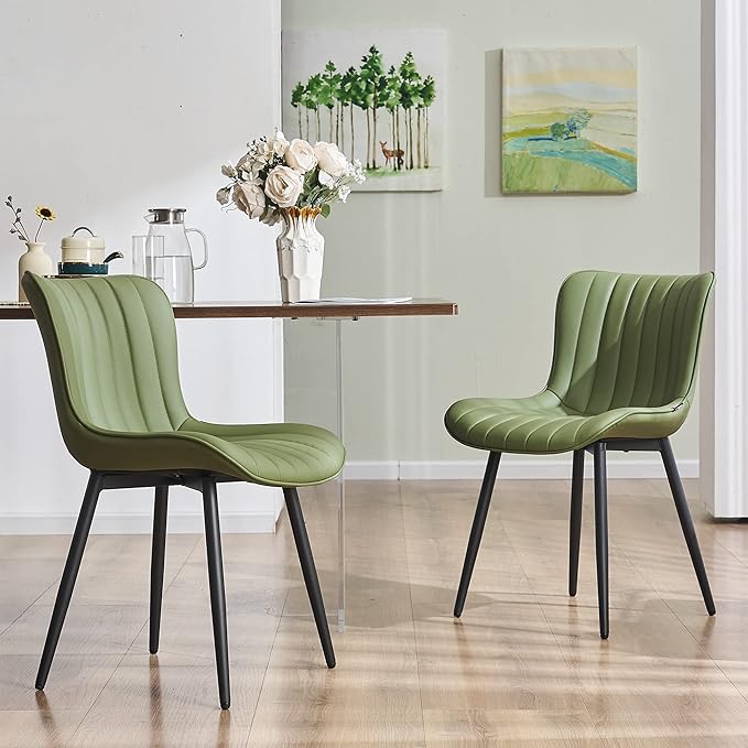 Camel Dining Chairs Set of 2 Upholstered Mid Century Modern Kitchen Chair