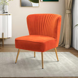 Modern Upholstered Cute Side Chair with Gold Metal Legs