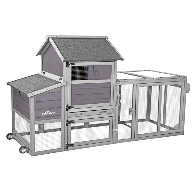 Outdoor coop with UV-resistant run roof and five access doors