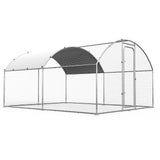 Outdoor metal chicken run with lockable door and UV-protected roof
