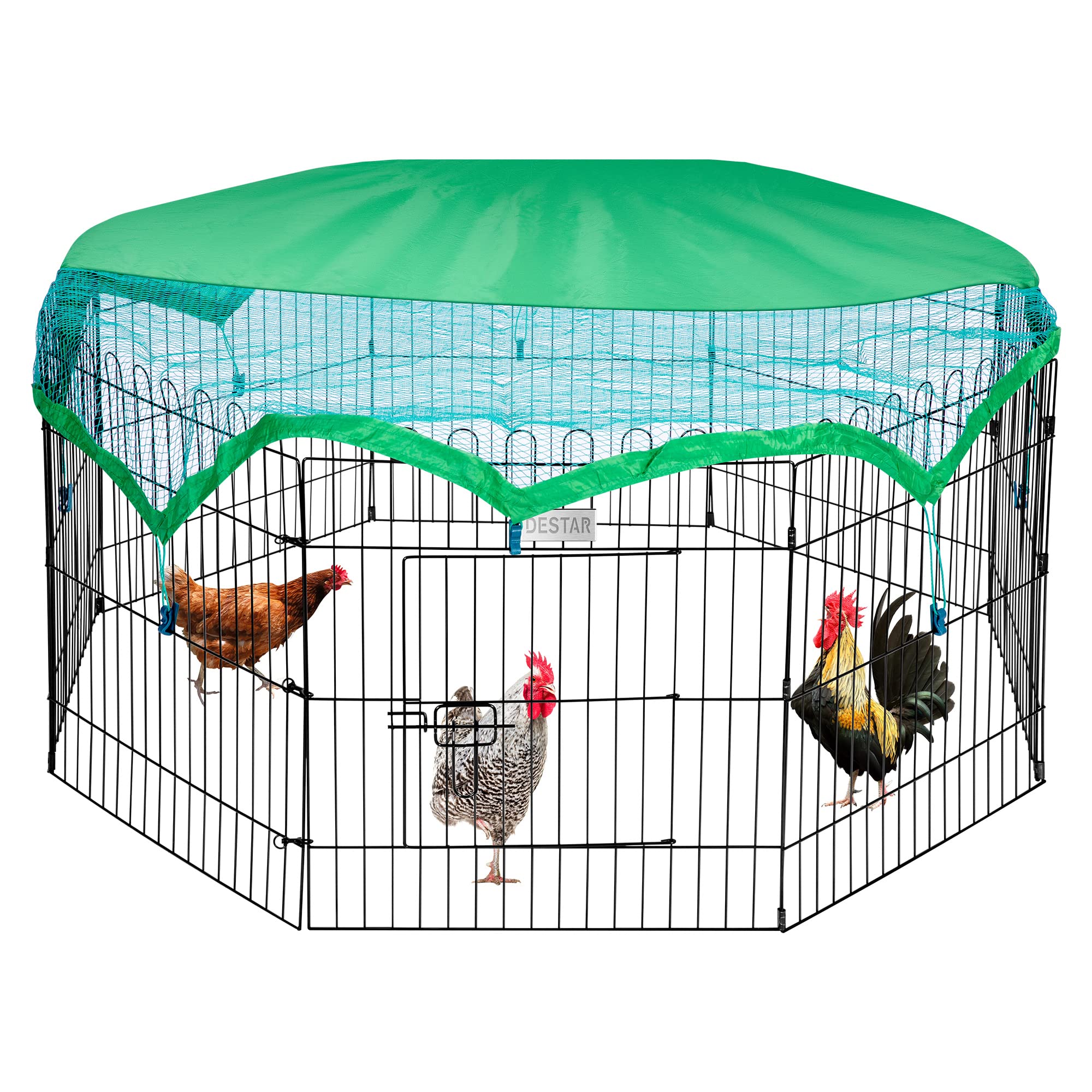 Outdoor playpen with rustproof panels and swing door for pets