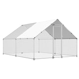 Outdoor poultry enclosure with UV tarp, predator-safe fencing