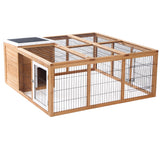 Outdoor wooden bunny cage in natural or gray with front and top access