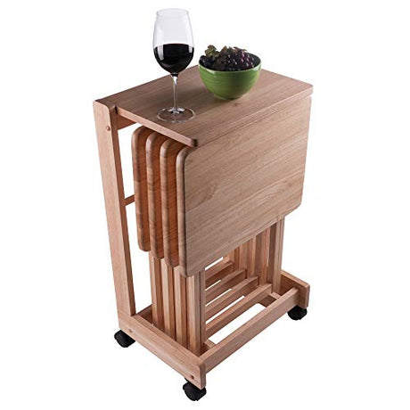 Oversized console tray tables with folding legs and storage stand

