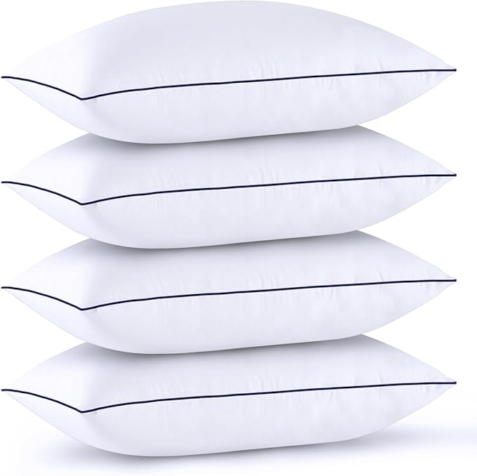 set of 4 soft white standard size pillows for bed