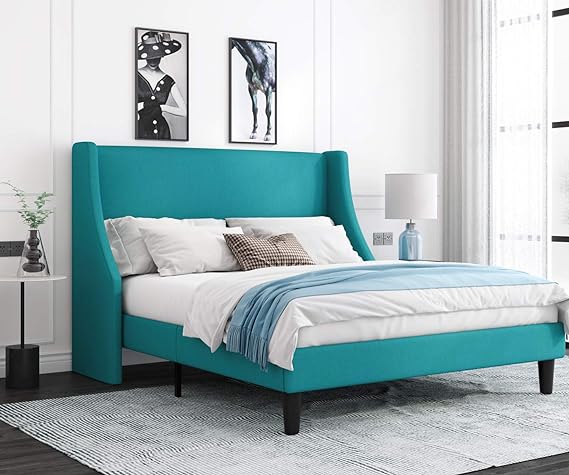 Queen Bed Frame, Platform Bed Frame Queen Size with Upholstered Headboard