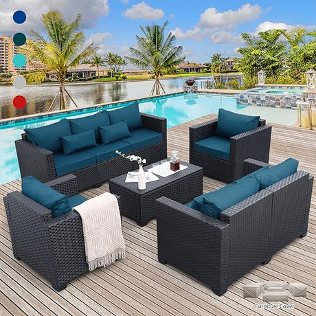 5-Piece Patio Furniture Sofa Set Outdoor Wicker Sectional Couch