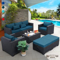 6 Pieces Outdoor PE Rattan Conversation Couch Sectional Chair