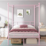 Full Size Canopy Bed Frame Metal Platform Bed 4 Posters Sturdy Steel Mattress Foundation