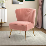 Modern Upholstered Cute Side Chair with Gold Metal Legs