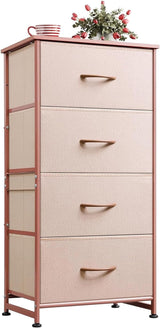 Dresser with 4 Drawers, Fabric Storage Tower, Organizer Unit for Bedroom