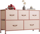 Dresser for Bedroom with 5 Drawers, Wide Chest of Drawers, Fabric Dresser