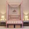 Metal Canopy Platform Bed Frame Four-Poster Canopied Bed Mattress