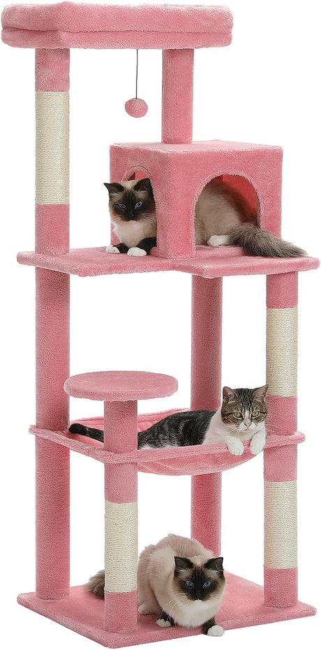 Multi Level Cat Tower with Large Metal Frame Hammock