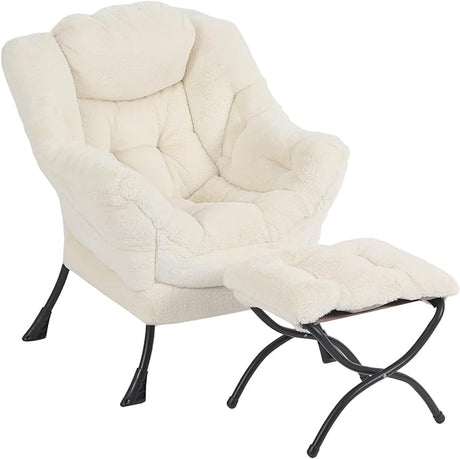 Modern Chair with Folding Footrest Lounge Accent Chai