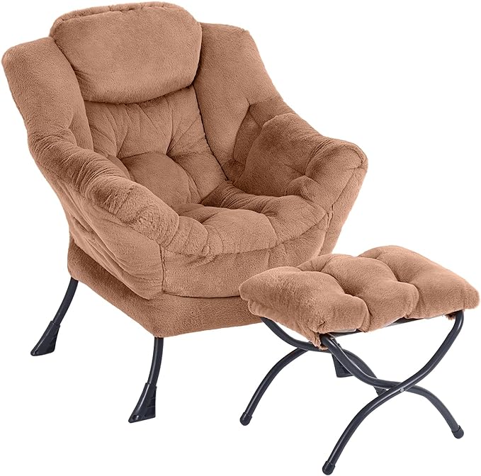 Modern Chair with Folding Footrest Lounge Accent Chai