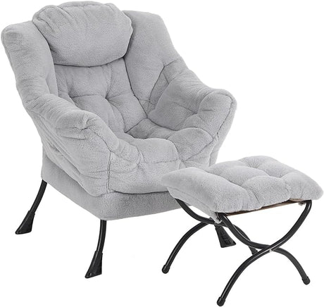 Modern Chair with Folding Footrest Lounge Accent Chai