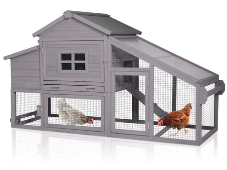 Portable hen house with leakproof tray, 4 access doors